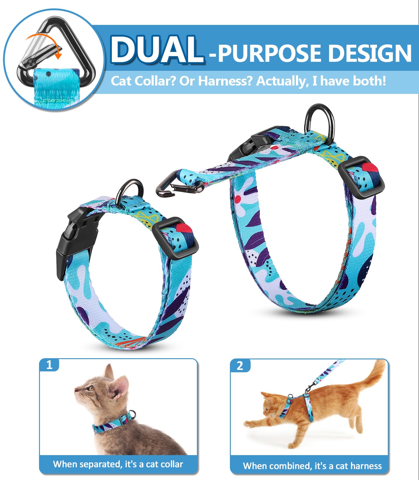 Halypet correa 3en1 para gatos: versátil para collar o arnés durante salidas.