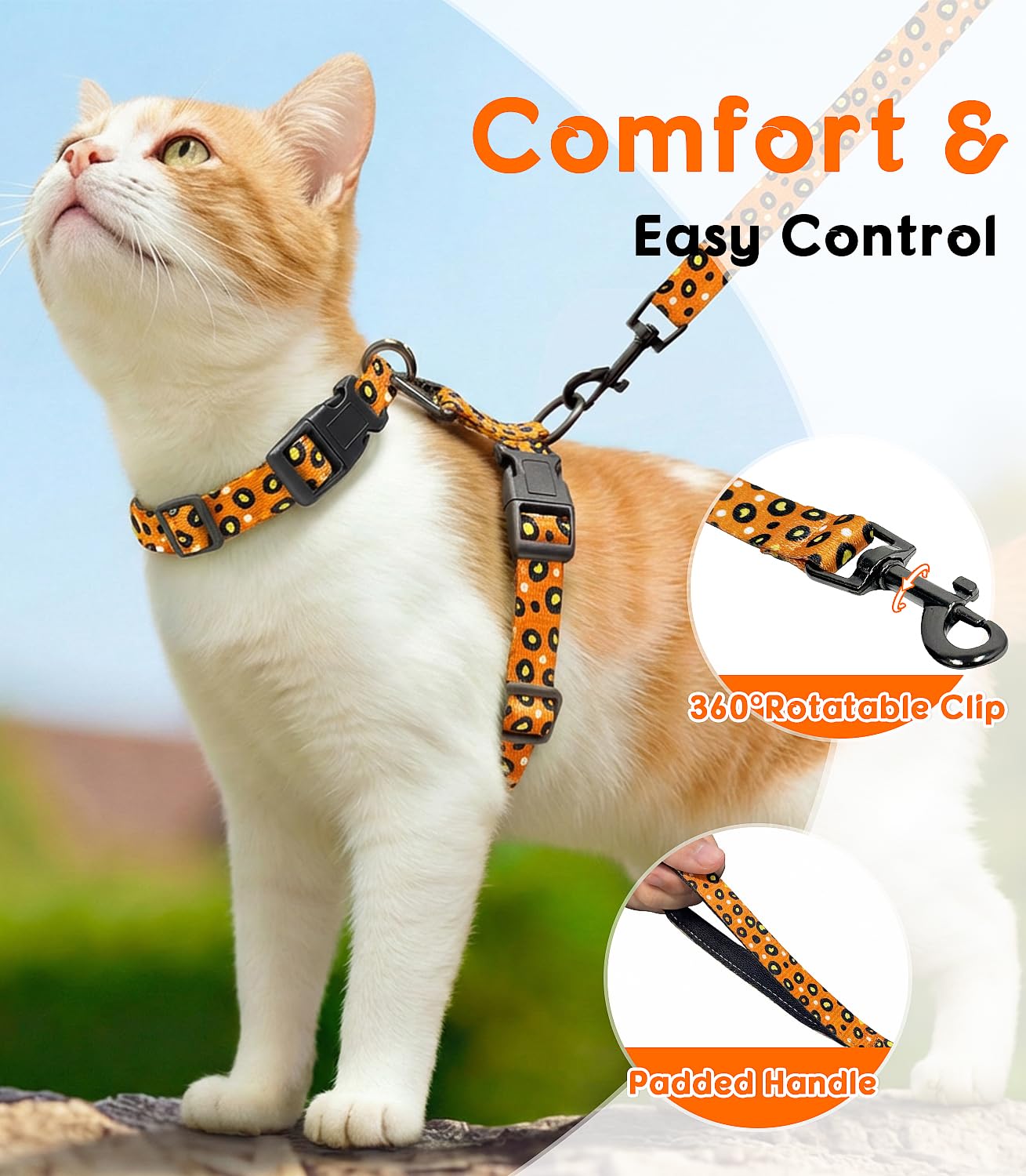 Halypet correa gato giro 360 para control suave.