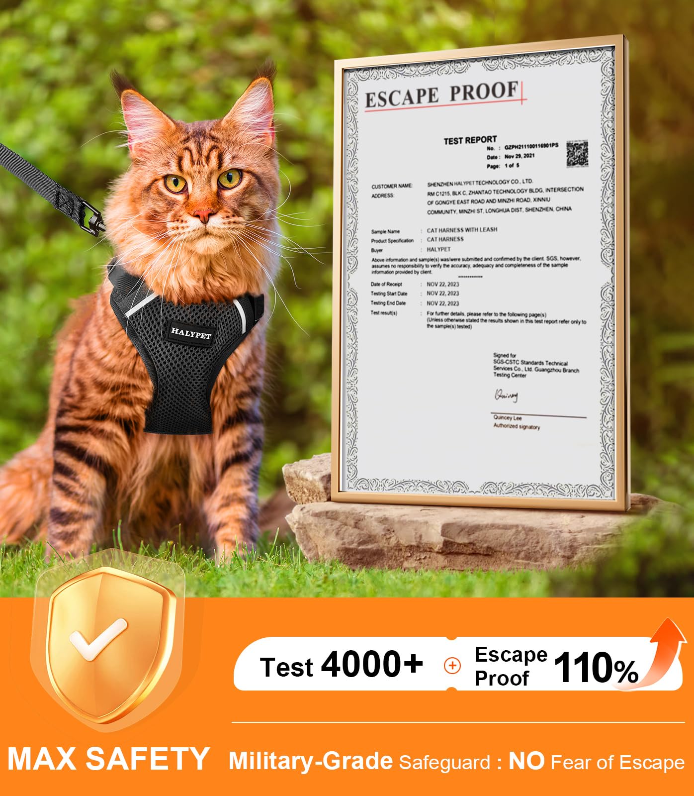 Halypet H200 Pro arnés de gato con malla transpirable para uso diario