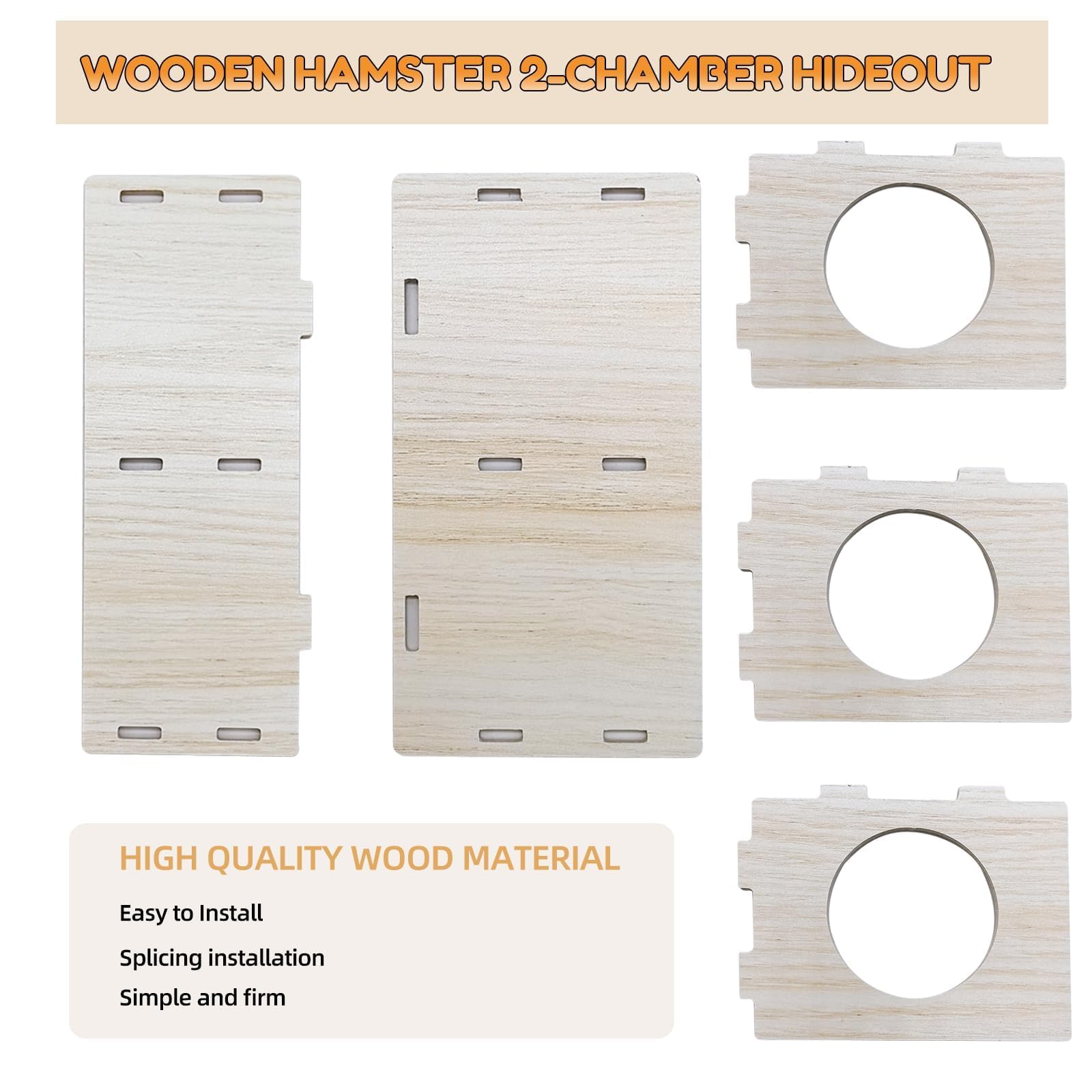 Hamiledyi accesorio madera natural para hámster, material seguro y duradero.