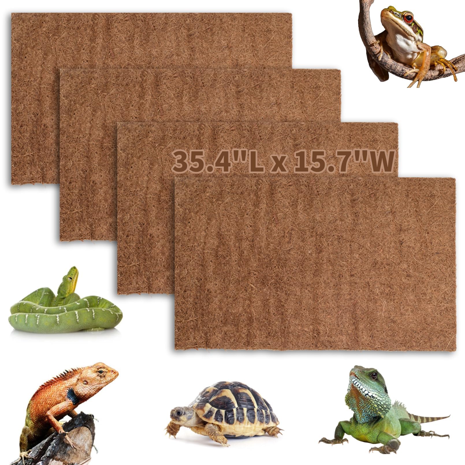Hamiledyi Alfombra de coco natural para terrario, protege y ofrece confort a reptiles.