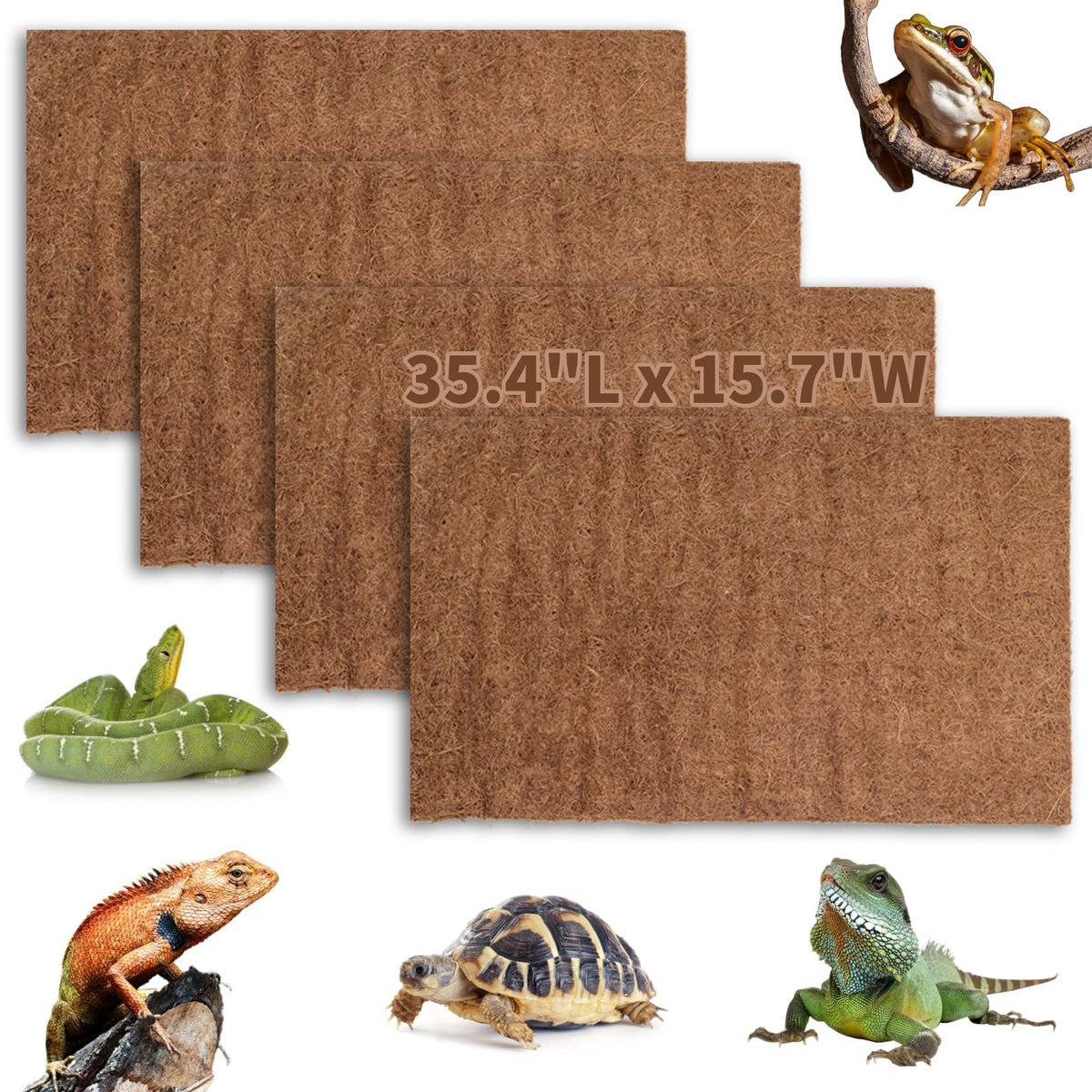 Hamiledyi Alfombra de coco natural para terrario, protege y ofrece confort a reptiles.