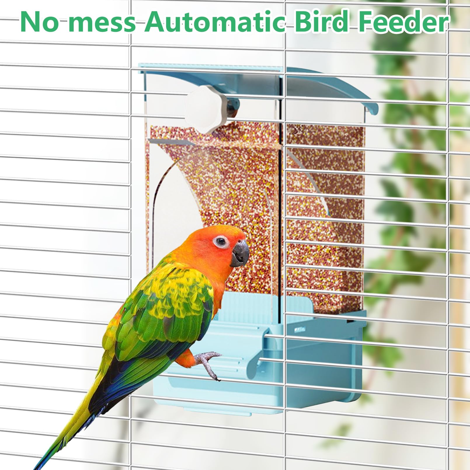 Hamiledyi alimentador automático para aves, percha integrada para reposar aves