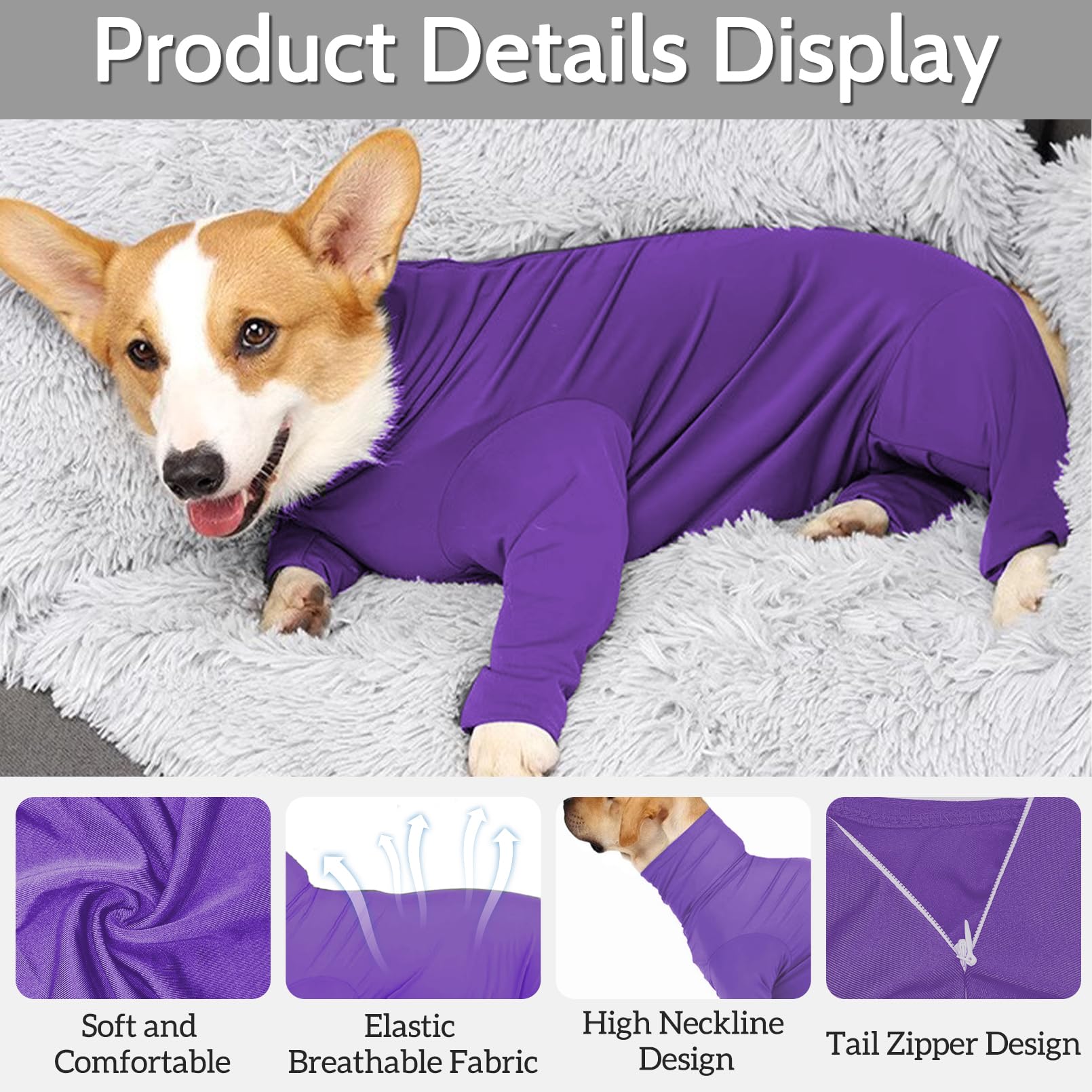Hamiledyi pijama-perro-cierre-oculto: cierre invisible facilita poner y quitar.