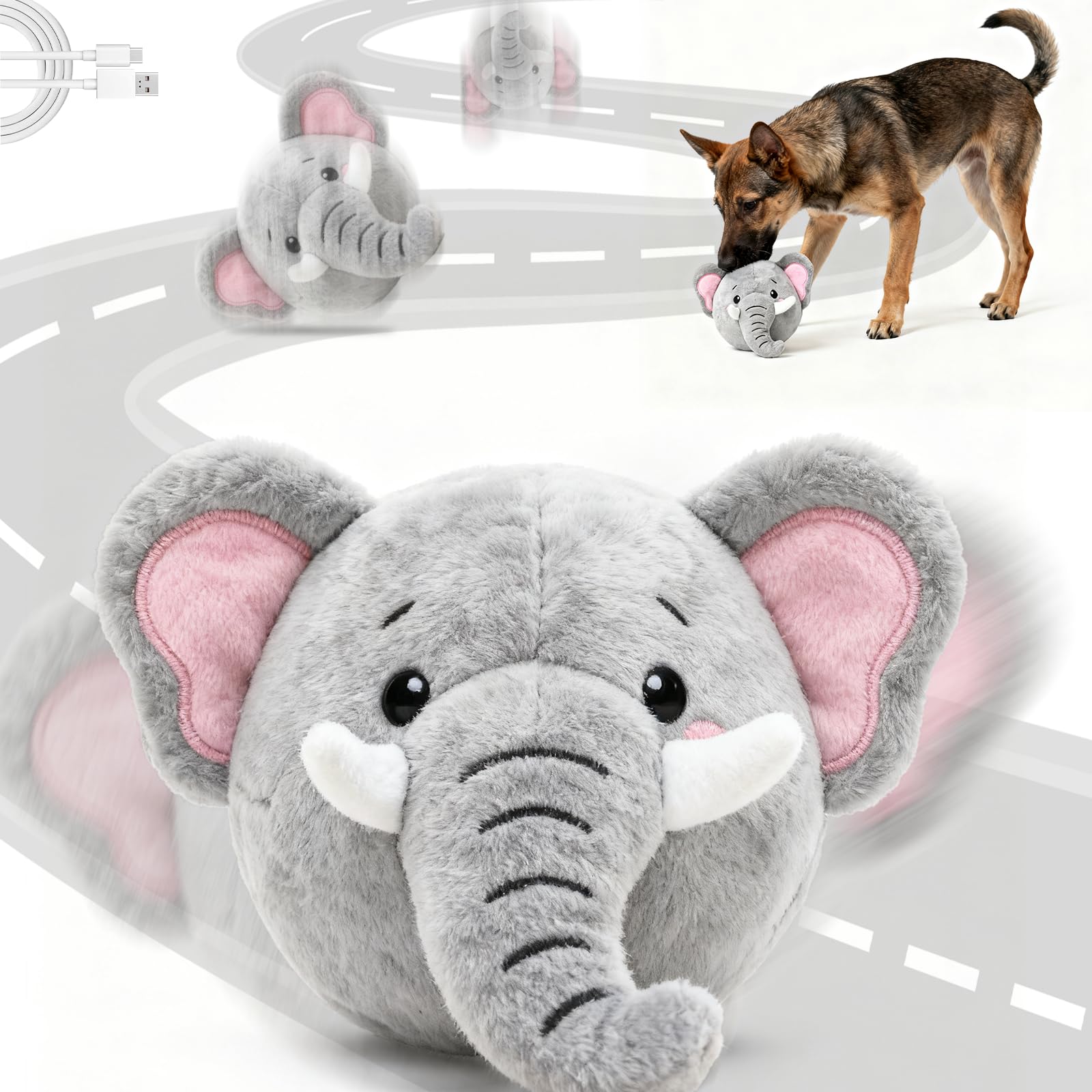 Hanarook elefante interactivo en movimiento para estimular la actividad del perro