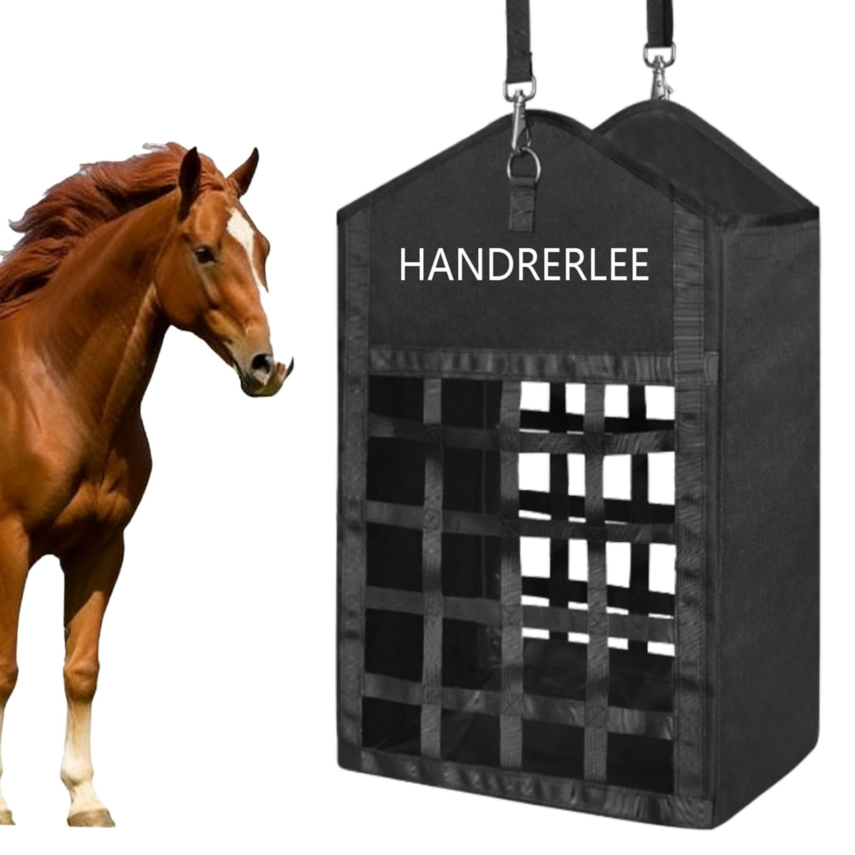 Bolsas HANDRERLEE para caballos con dos caras para una distribución lenta del heno.