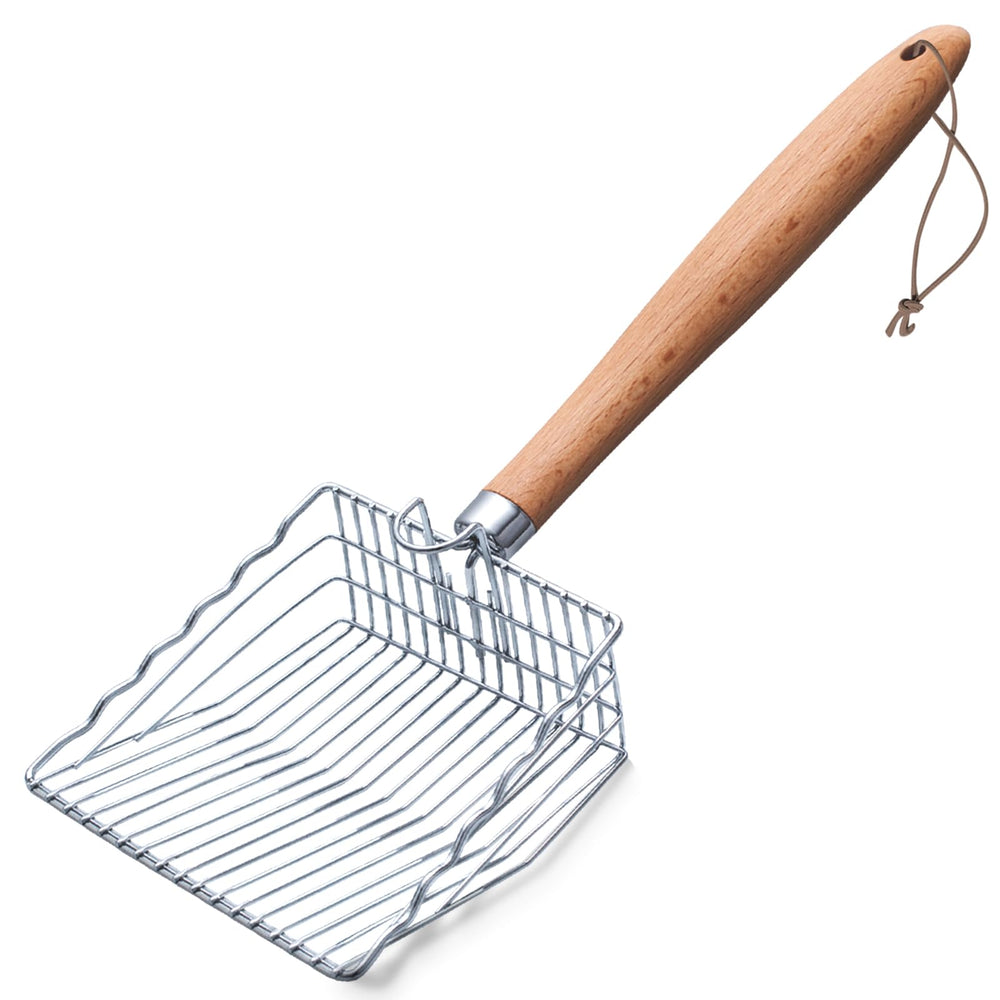 Handzee colador-arenero para gato con mango de madera, facilita la limpieza del arenero