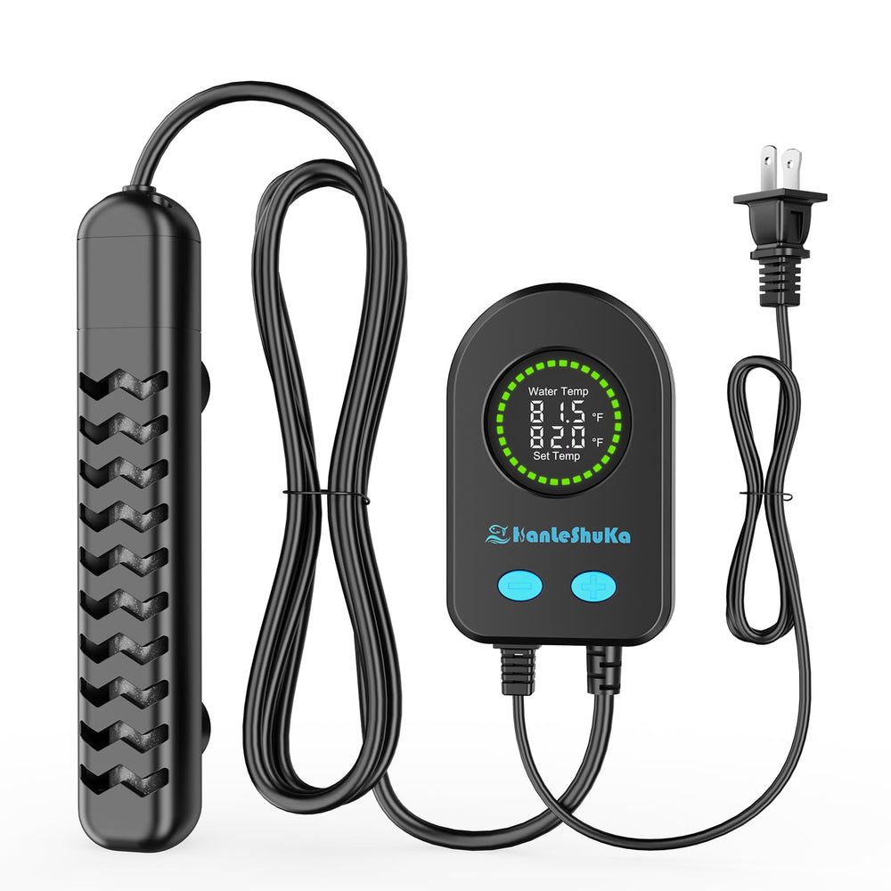 Calentador submersible HANLESHUKA en acuario, control preciso de temperatura para peces.