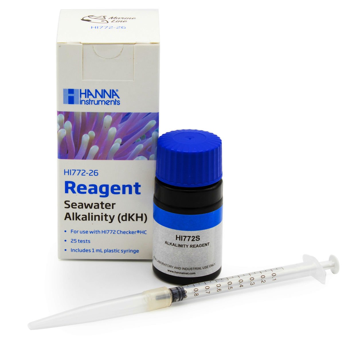 Reagentes HI772-26 premedidos de Hanna Instruments para pruebas fáciles de alcalinidad