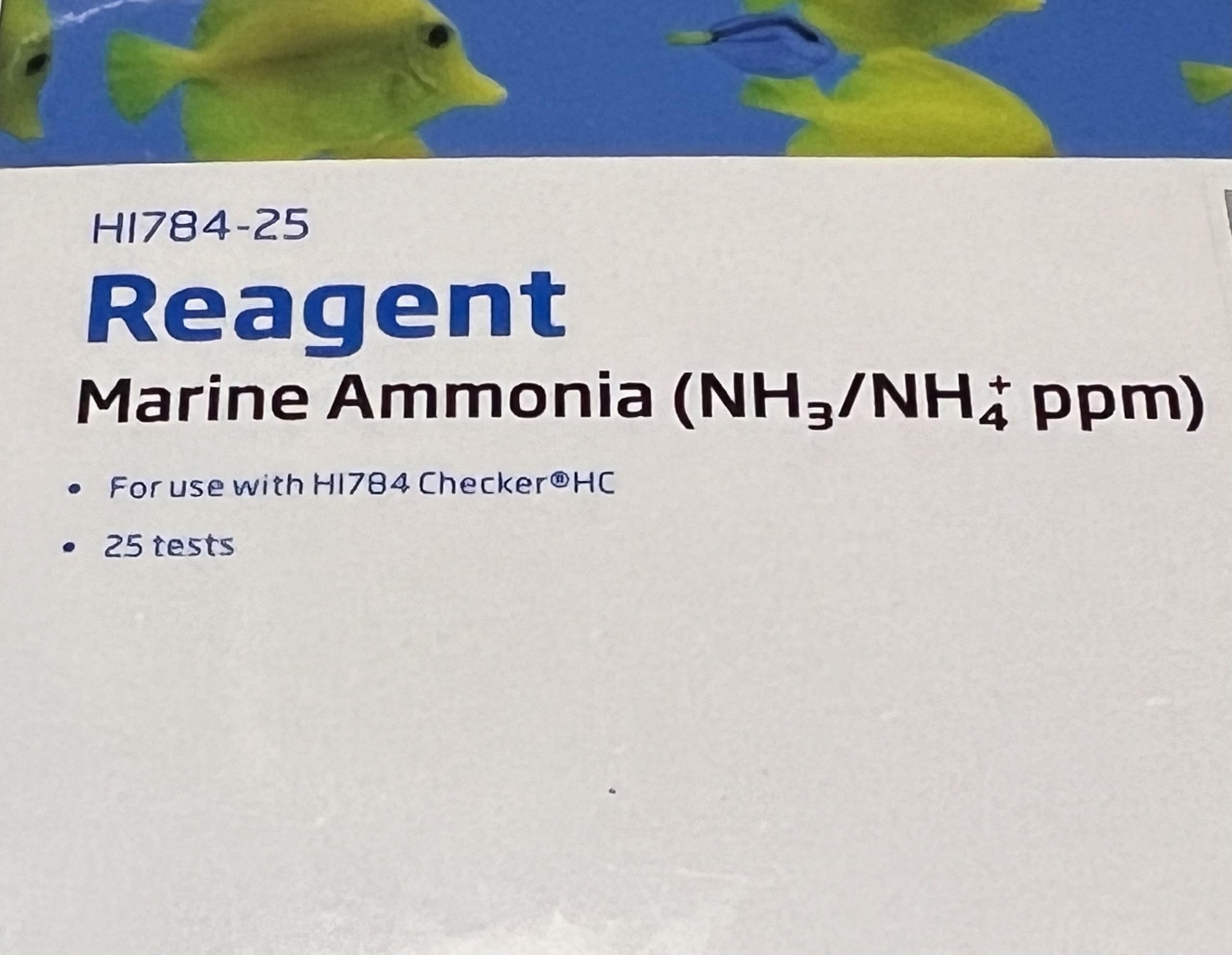 Reagentes HI784-25 de Hanna Instruments, ideales para pruebas precisas de amoníaco marino.