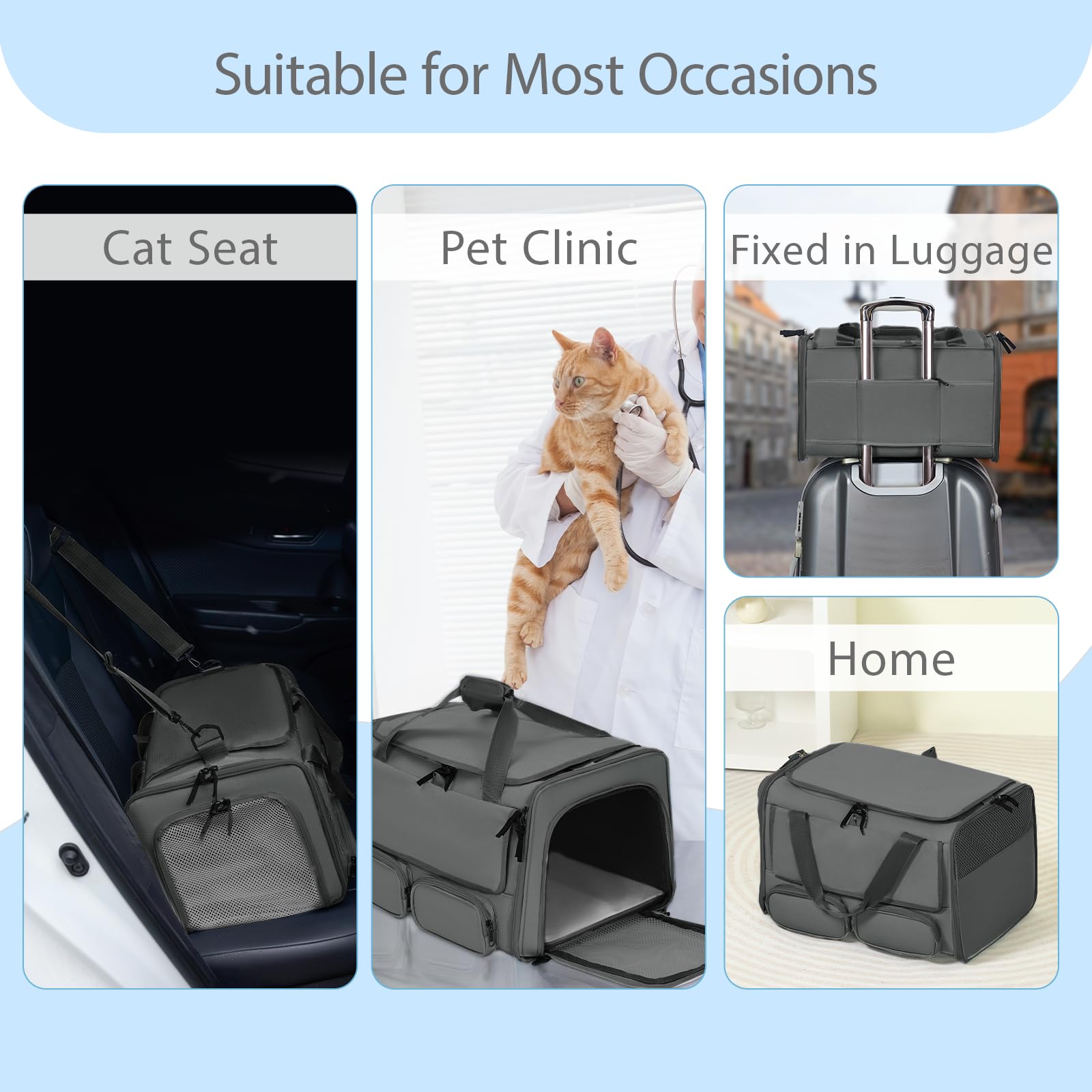 Hannadepot transportín con dos bolsos de almacenamiento para accesorios