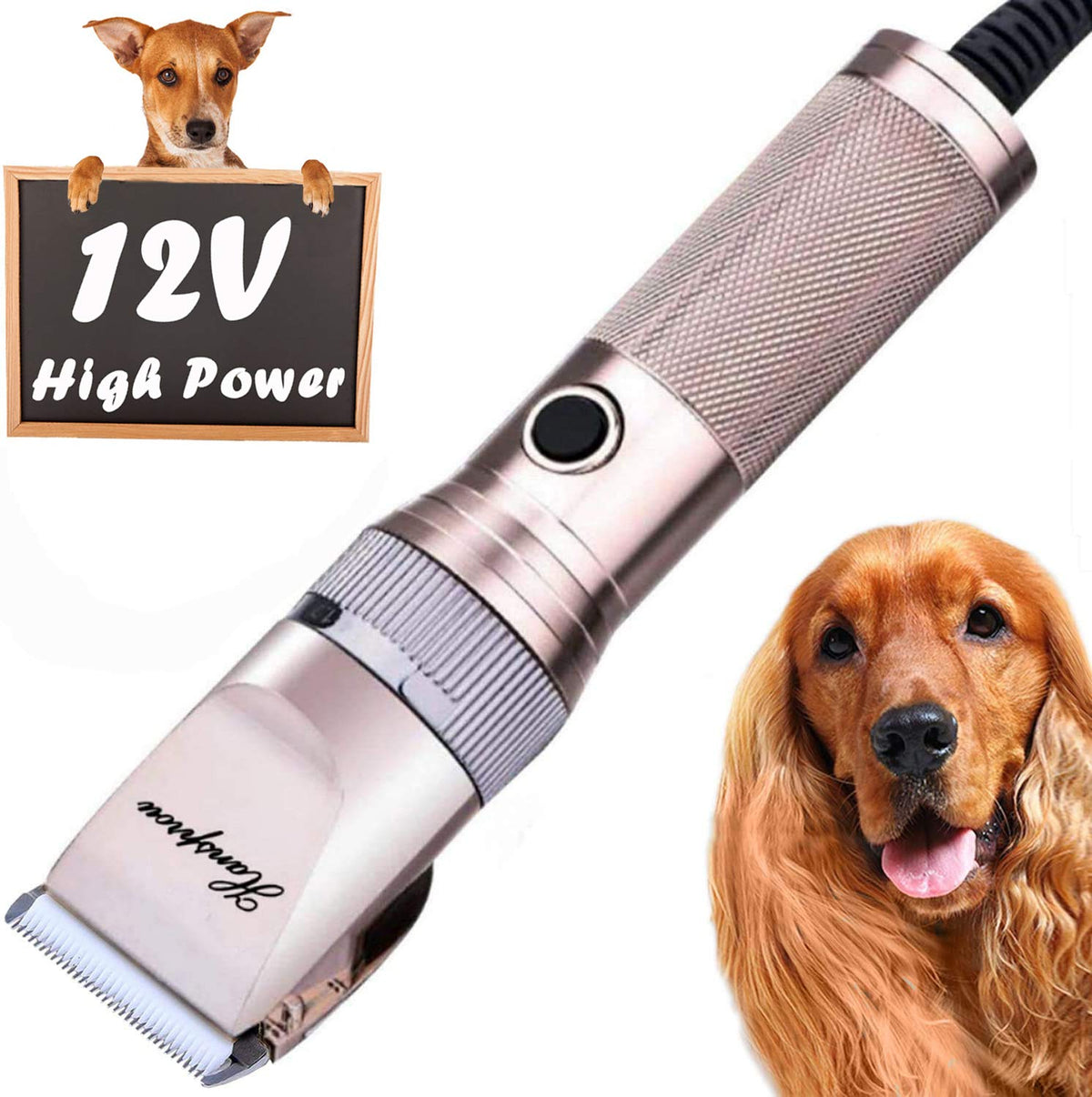 Hansprou cortapelos para perros 12V con motor potente para cortes rápidos.