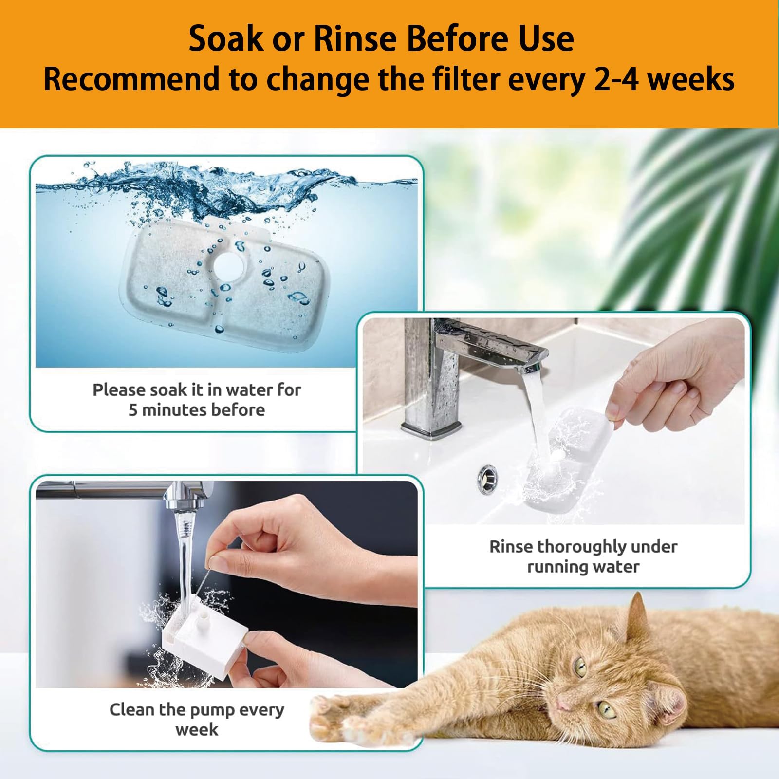 Haodlay instalación rápida de filtros para fuente de gatos.