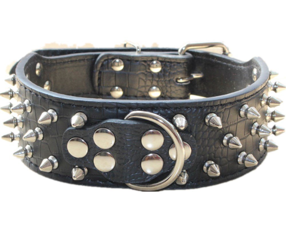 Collar Haoyueer de cuero con tachas, estilo audaz y seguridad para perros.