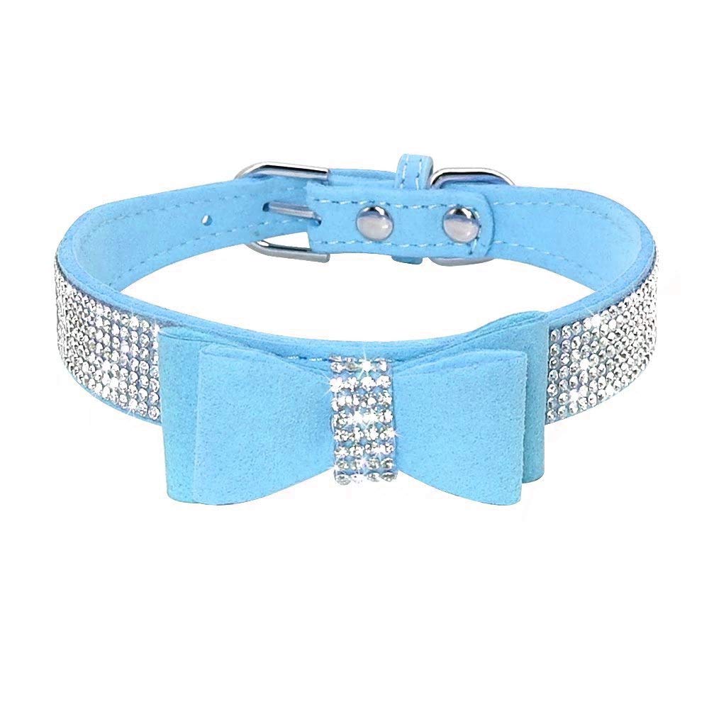 Haoyueer collar perro cristal azul, brillo duradero para paseos