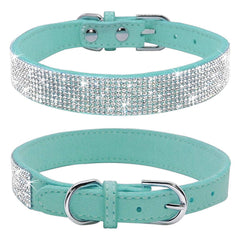 Collar Haoyueer para perros con cristales azules, frente brillante para paseos
