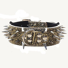 Haoyueer collar de perro con doble capa y tachuelas, ajuste seguro