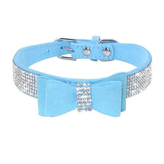 Collar Haoyueer ante azul detalle cristal, comodidad suave para mascotas