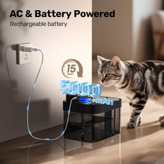 HAPAW fuente de agua para gatos con batería integrada para uso sin conexión eléctrica.