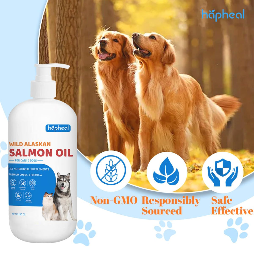 Hapheal aceite salmón mejora el pelaje y la piel de mascotas.