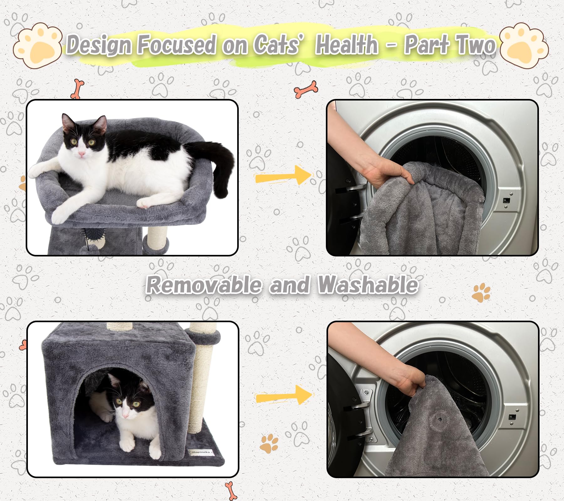 Hapineko arbol gatos almohadillas de algodón para comodidad
