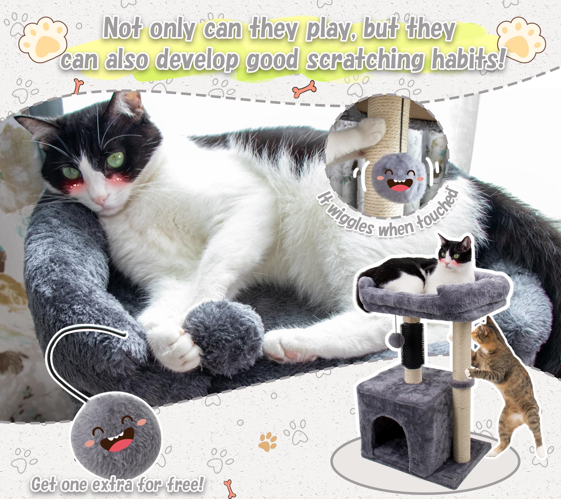 Hapineko arbol gatos fundas removibles lavables para limpieza