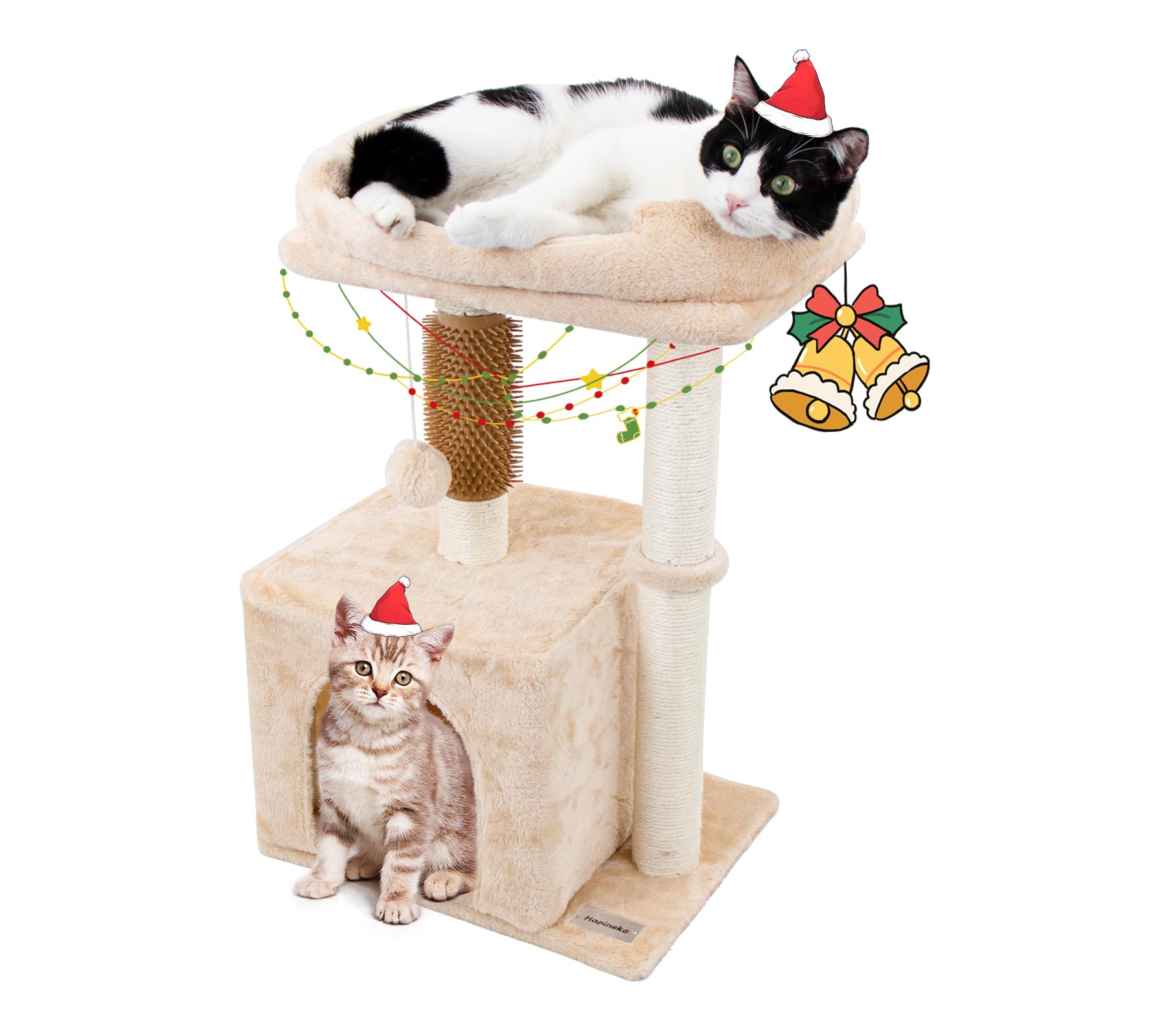 Hapineko arbol gatos plataforma acolchada para juego y descanso