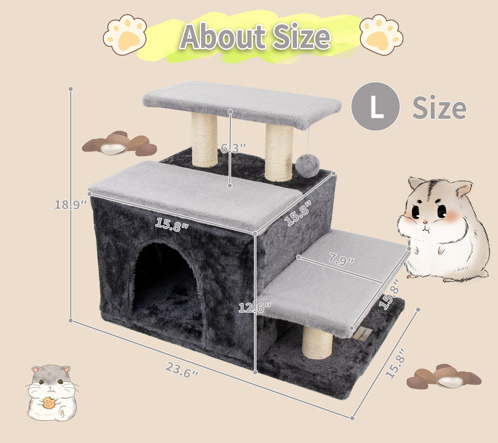 Hapineko condo-grande, espacio amplio para gatos grandes.