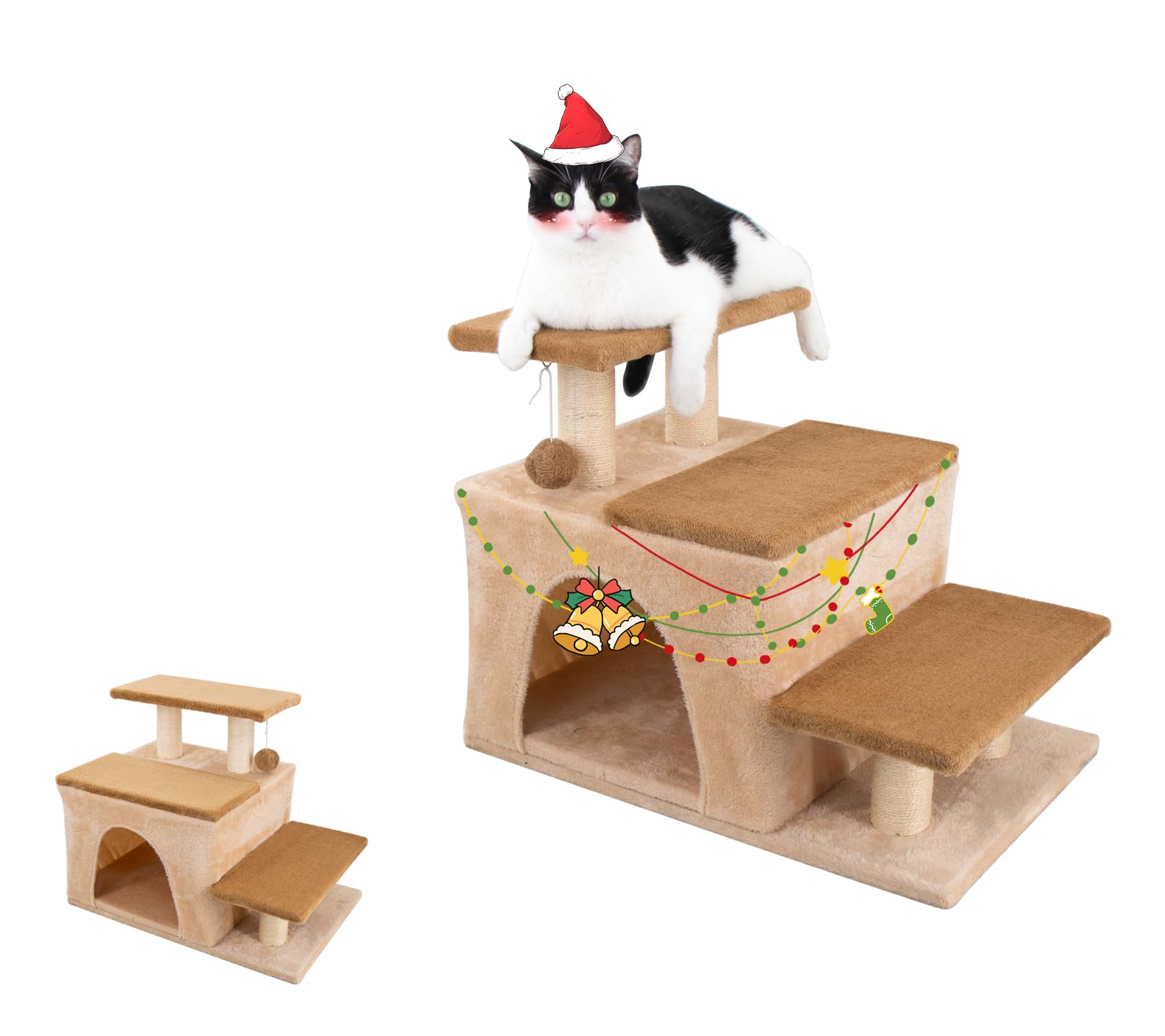 Hapineko escalera-gatos-3en1 facilita subir y descansar con diseño todo en uno.