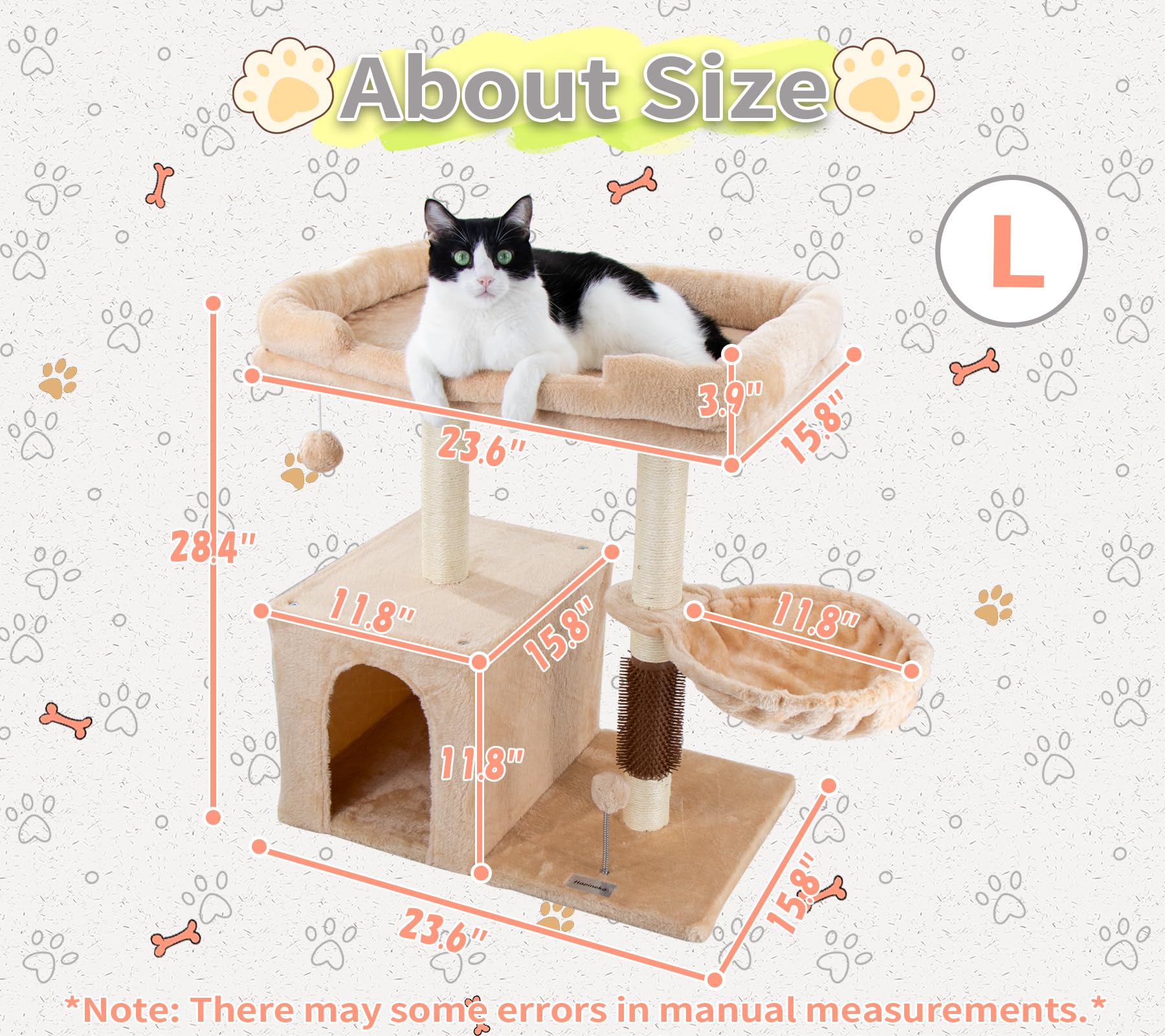 Hapineko hamaca-gato beige, rincón cómodo para siestas y relajación.