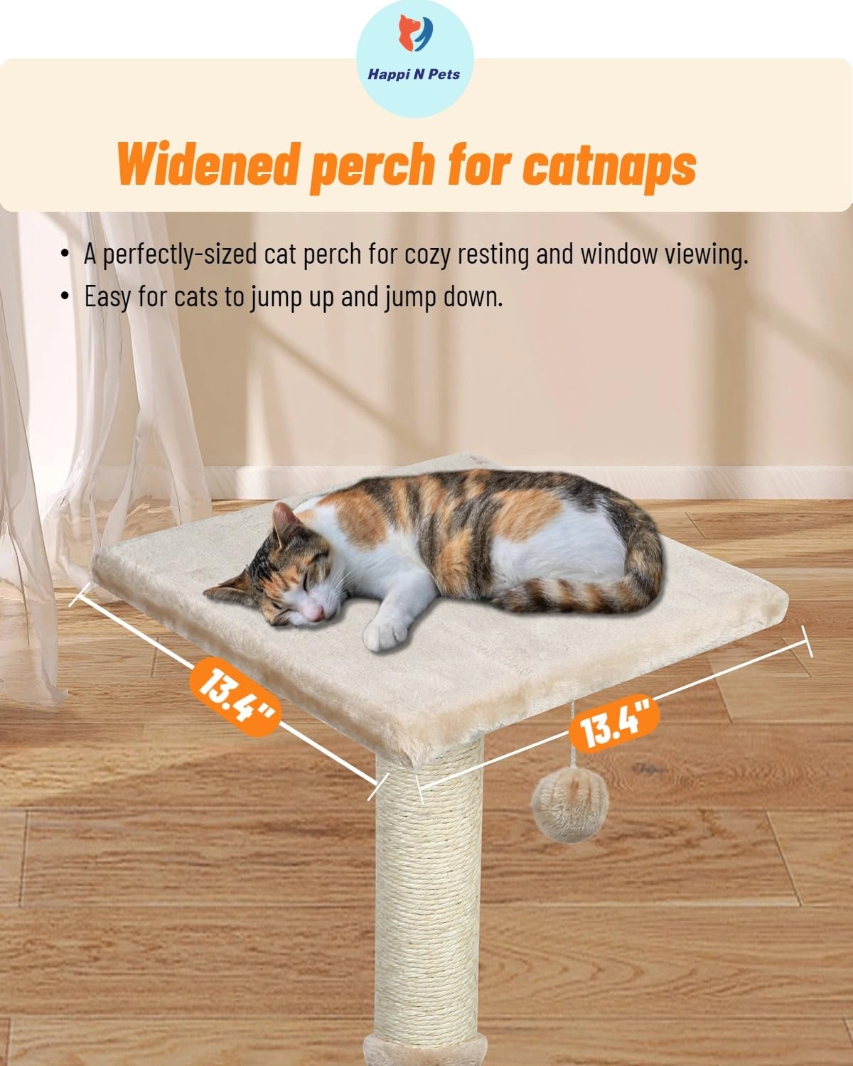 Happi N Pets plataforma de ventana para observar el exterior.