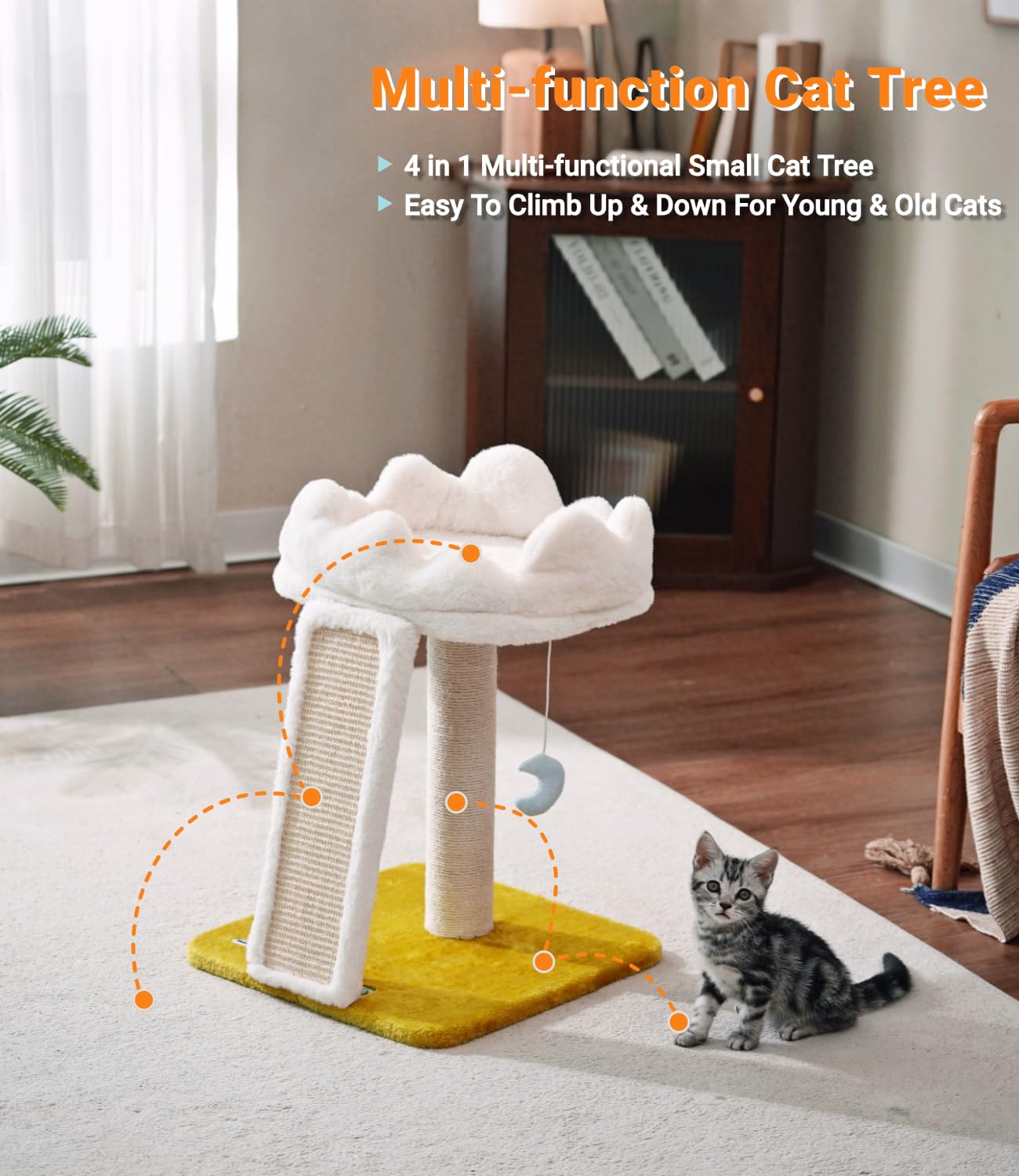 Happi N Pets post rascador nube: fomenta rascar sin dañar muebles