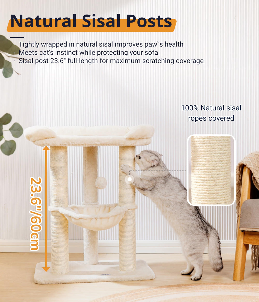 Torre 3 niveles Happi N Pets, diseño moderno beige para el hogar.