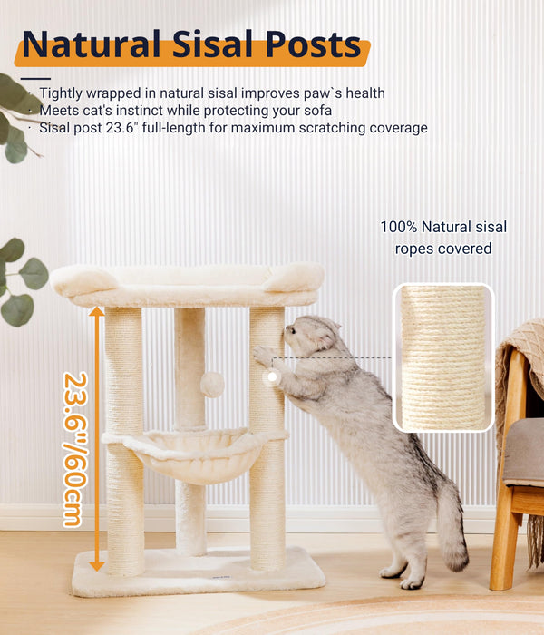 Torre 3 niveles Happi N Pets, diseño moderno beige para el hogar.