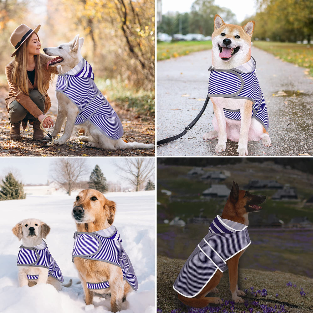 happiere diseño de rayas azules, poncho ligero para paseos en lluvia suave