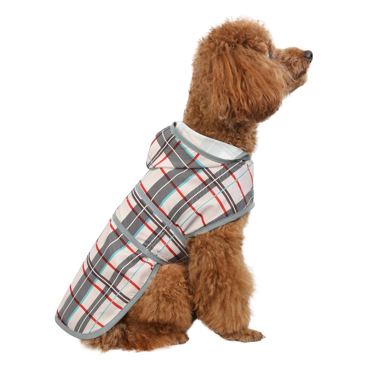 HAPPIERE chubasquero para perro pequeño con plaid protege de la lluvia.
