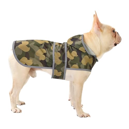 HAPPIERE impermeable camo duck, vista trasera para ajuste y altura.