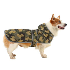 Chaqueta impermeable HAPPIERE para perros, vista dorsal, ofrece cobertura y libertad de movimiento.
