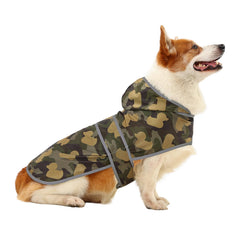 Chaqueta impermeable HAPPIERE para perros, vista frontal, protege durante paseos en lluvia.