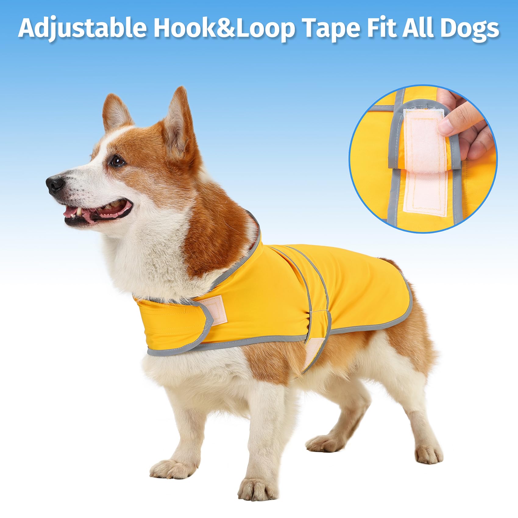 HAPPIERE poncho ajustable con velcro en pecho para ajuste cómodo.