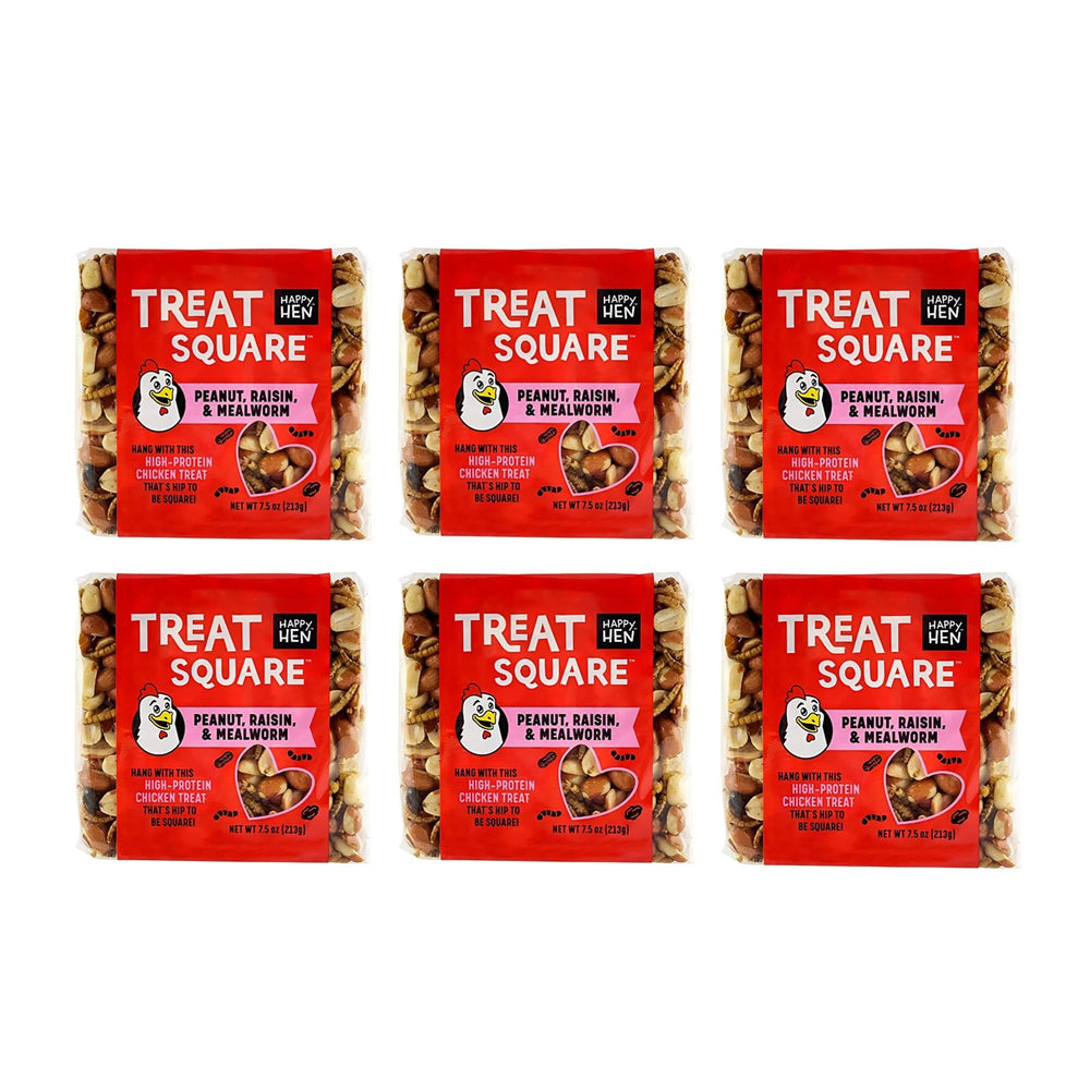 Happy Hen Treats: tratamiento cuadrado con gusanos de harina y mani para gallinas.
