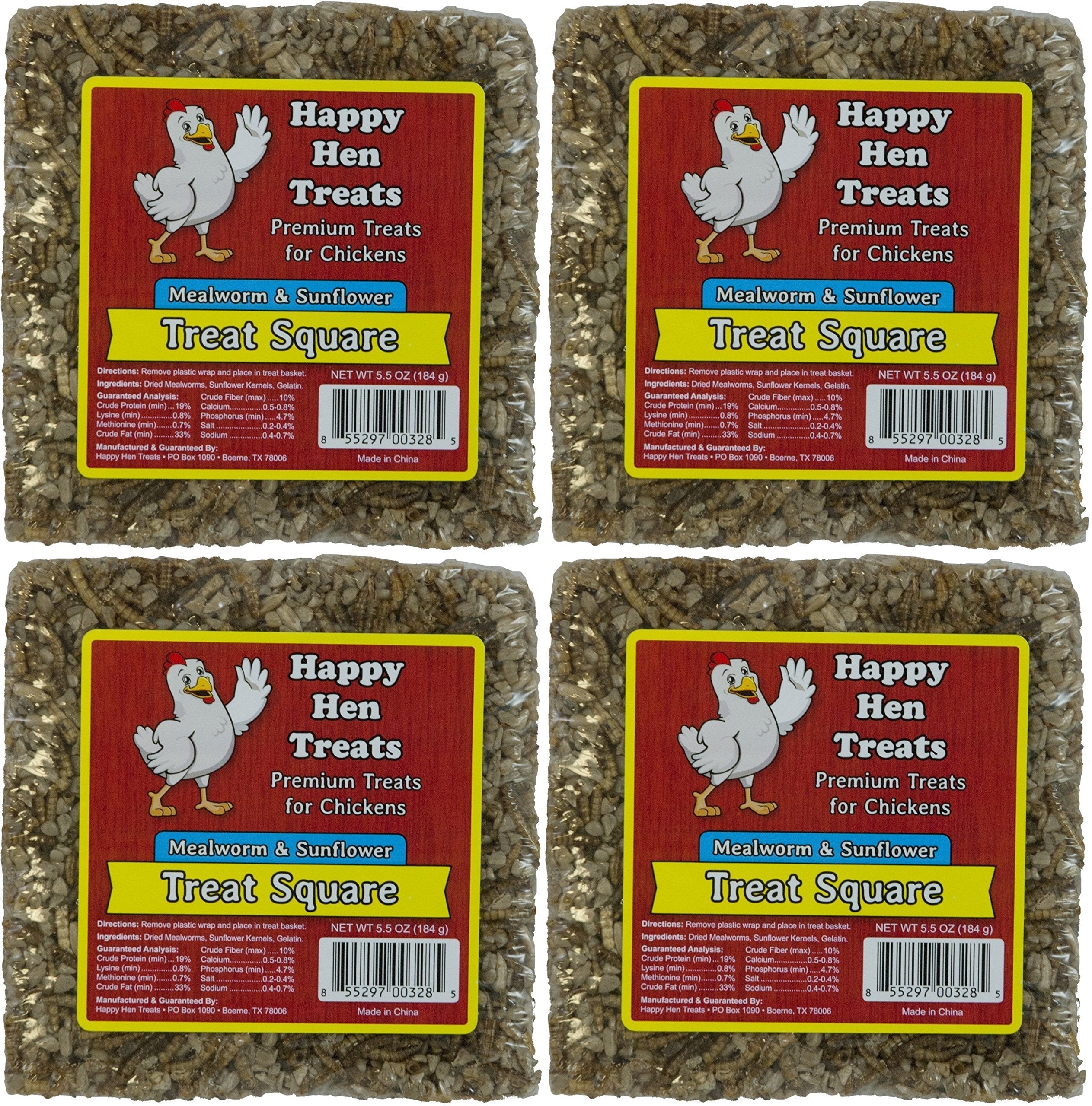 Happy Hen Treats cuadrado premium para pollos, snack proteico para premiar y motivar a las aves