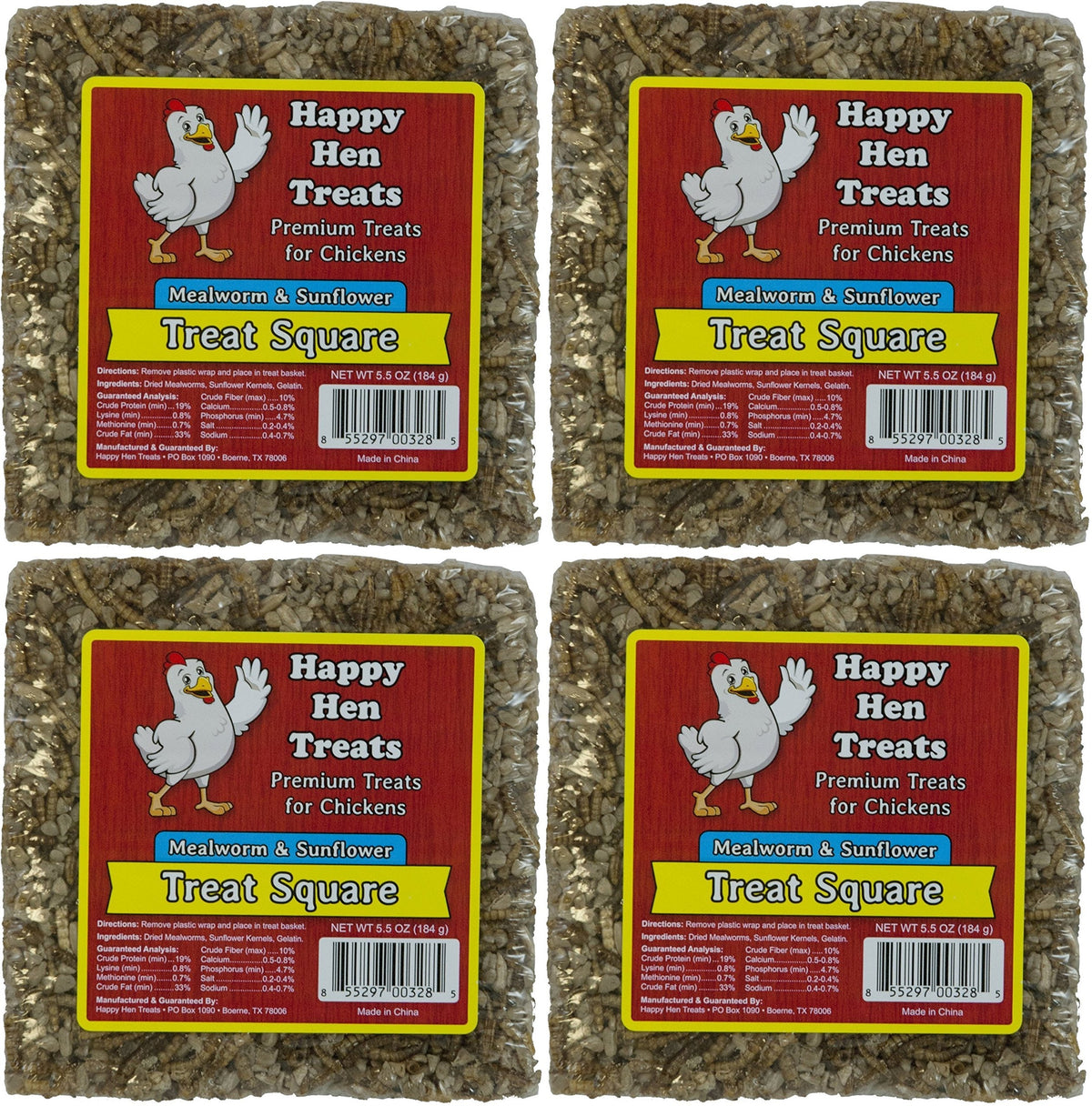 Happy Hen Treats cuadrado premium para pollos, snack proteico para premiar y motivar a las aves