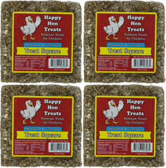 Happy Hen Treats cuadrado premium para pollos, snack proteico para premiar y motivar a las aves
