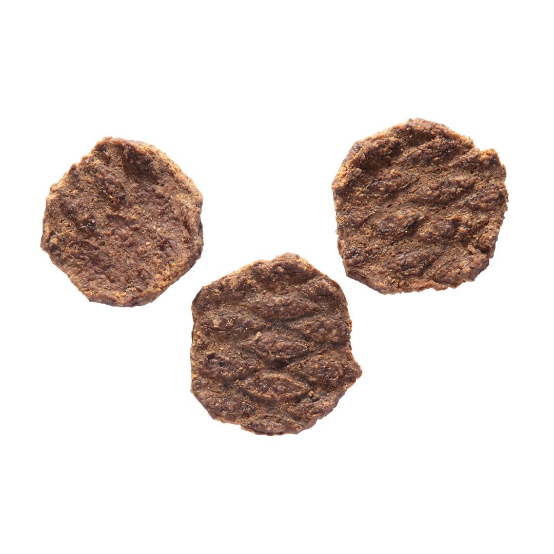 Happy Howie's Mini Doggy Burgers, textura del bocado, ideal para entrenamiento suave.