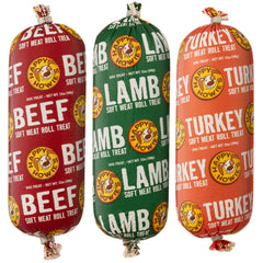 Happy Howie's rollos de carne suave para perros, empaque práctico para porciones