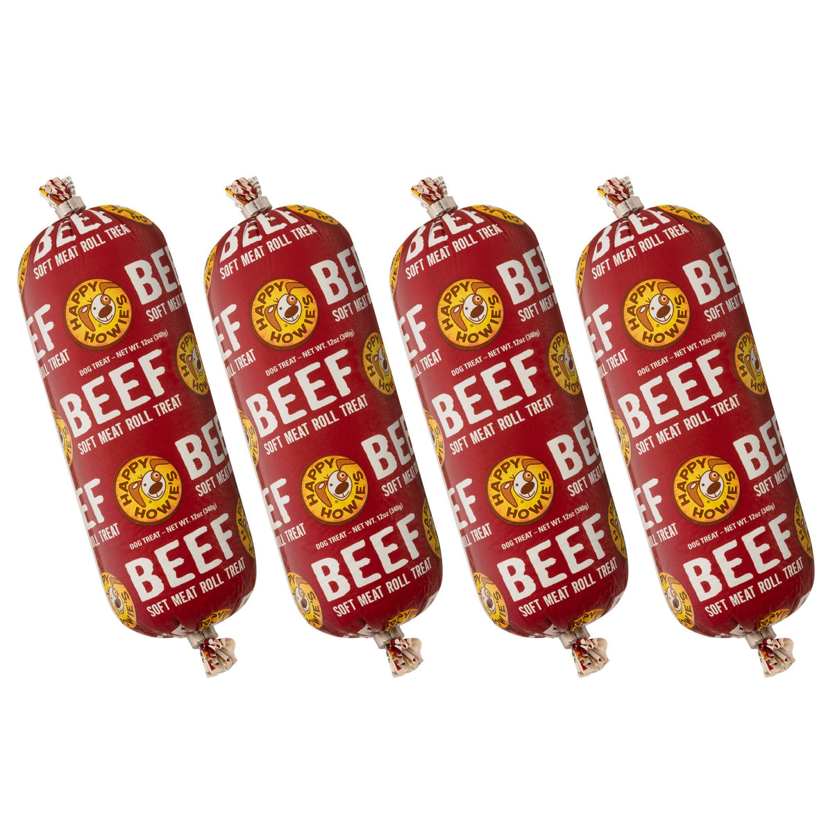 Rollos de carne suave de Happy Howie's, ideal para premiar durante el entrenamiento.