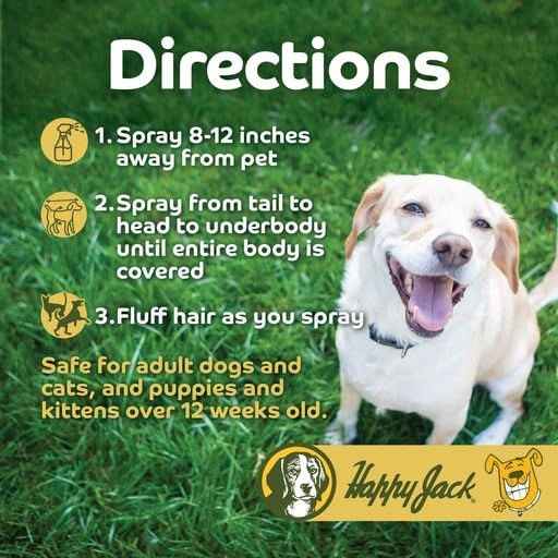 Happy Jack DD-33 pulverizador en mano para aplicación en perro.