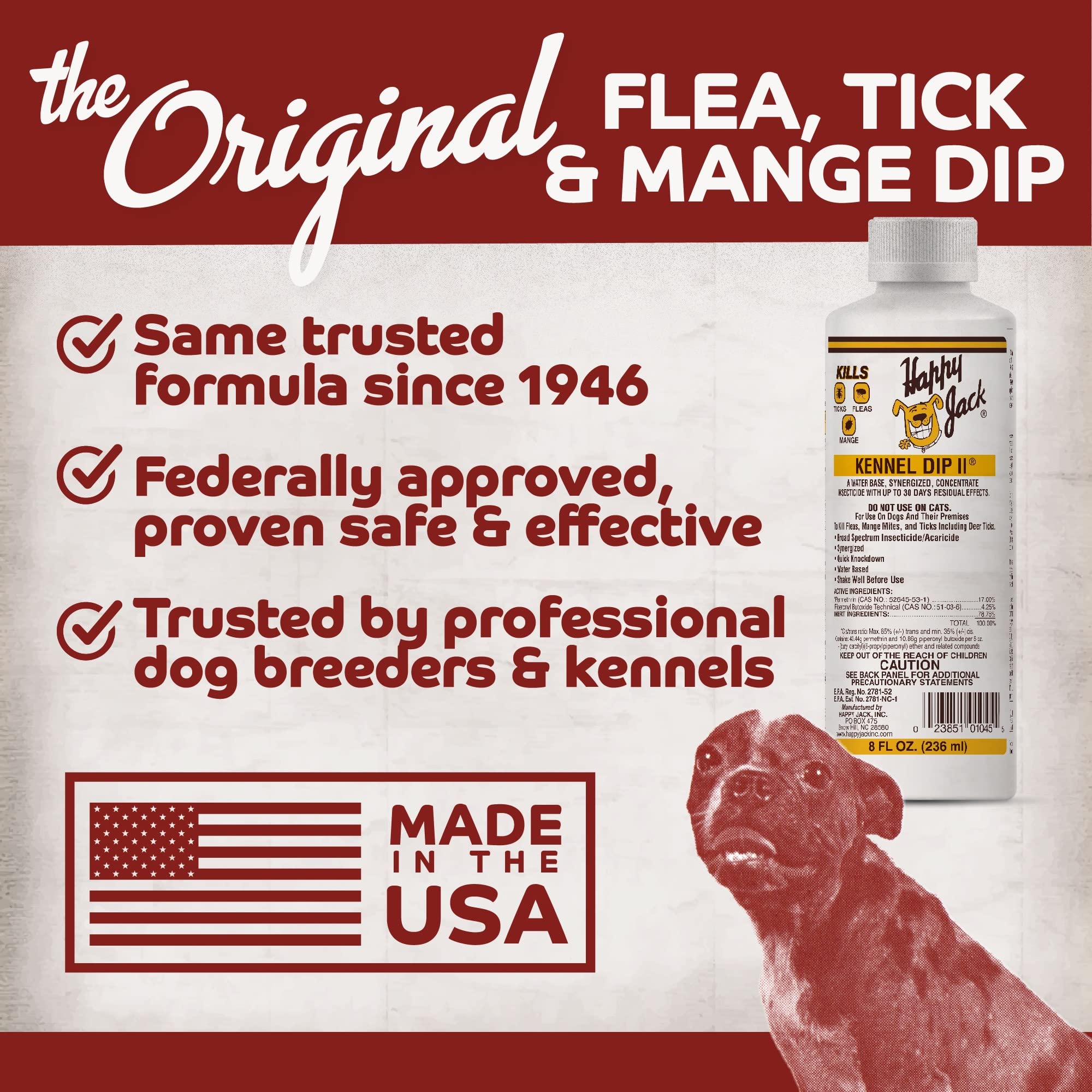 Happy Jack Kennel Dip para perros medianos y grandes.