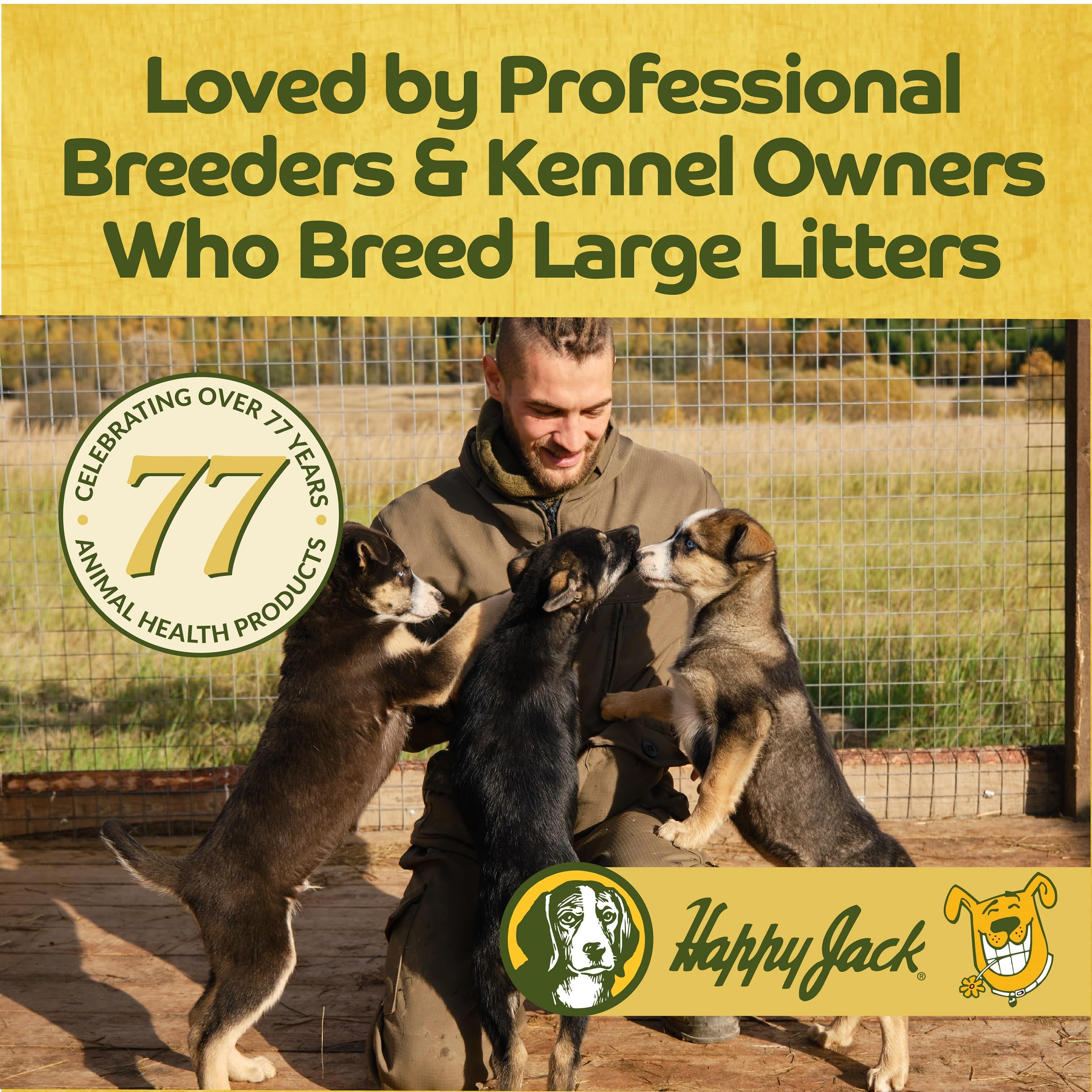 Milkade HAPPY JACK perra con cachorros durante la crianza